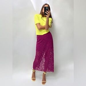 Zara Lace Midi Skirt Fuschia/Purple